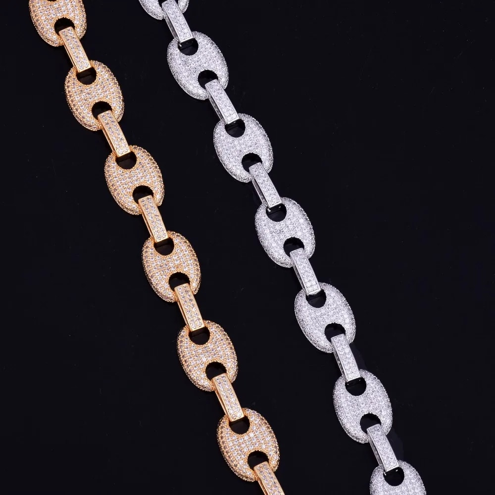 12MM Gold Color Men Coffe Bean Cuban Link